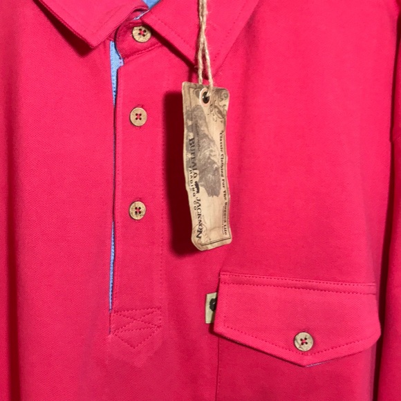 NWT Buffalo Jackson Red Fuchsia Cotton Polo Shirt - Picture 6 of 11